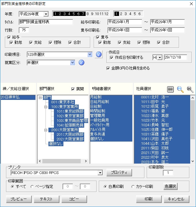 部門別賃金推移表