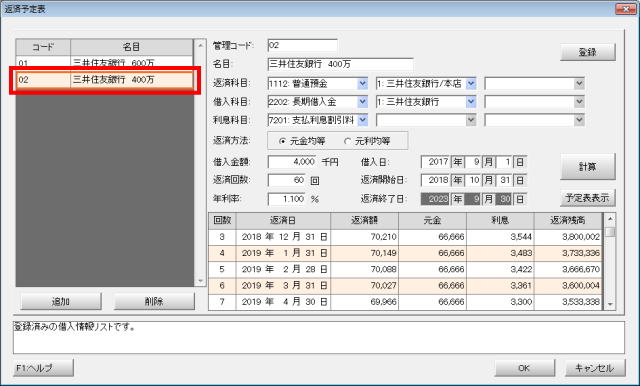 返済予定表