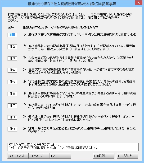 帳簿のみの保存で仕入れ税額控除が認められる取引の記載事項